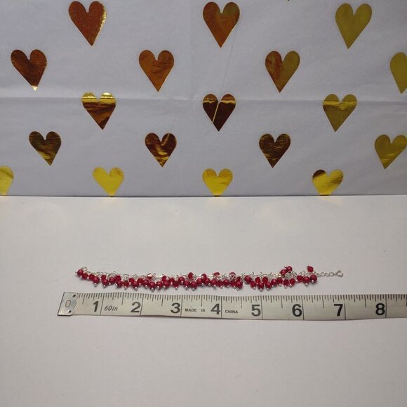 Red Glass‎ Bracelet Cherry Sterling Silver 925 Fine Jewelry - Picture 3 of 7